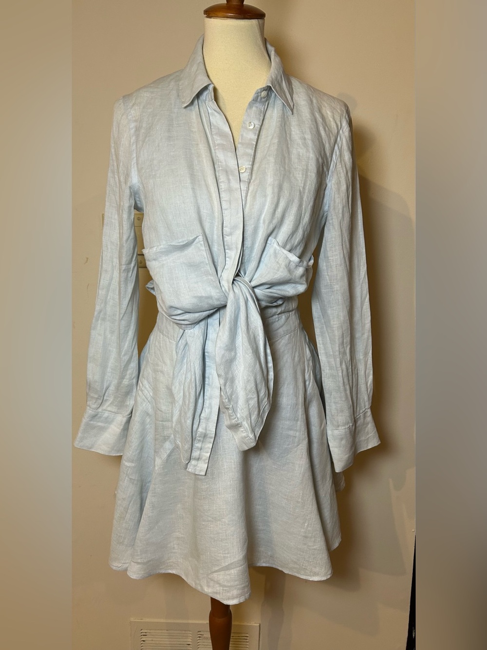 Derek Lam IO Crosby Linen Blue Transformer mini dress size 6